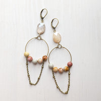 Long Round Bead Hoop Earrings
