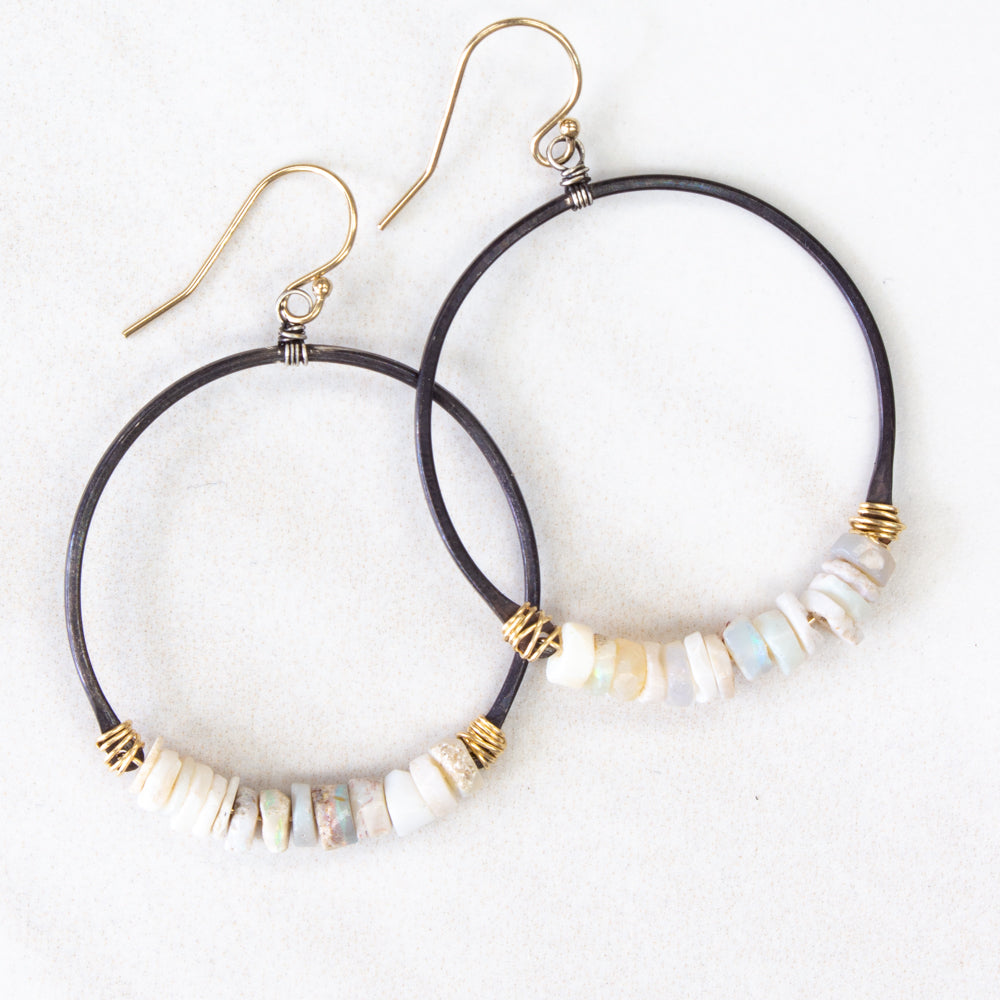 Mixed metal incomplete circle earrings