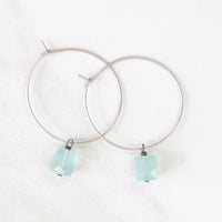 Cube drop hoop earrings