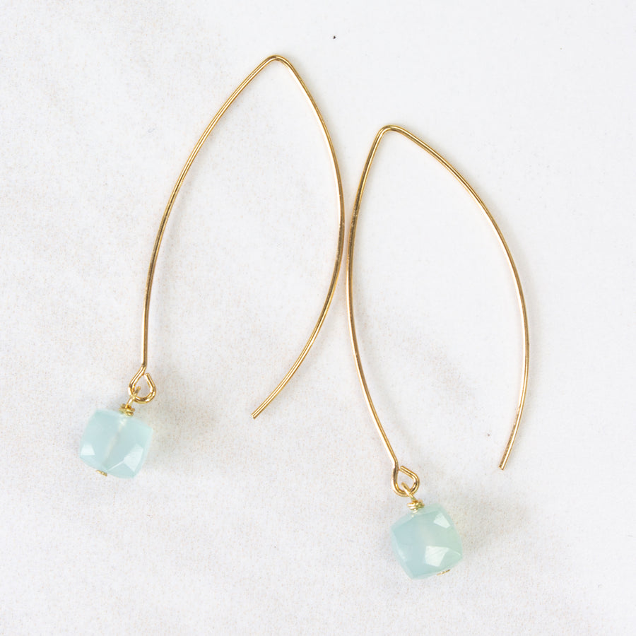 Simple drop long marquis earwire earrings