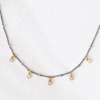 Mixed metal 5 tiny cz necklace