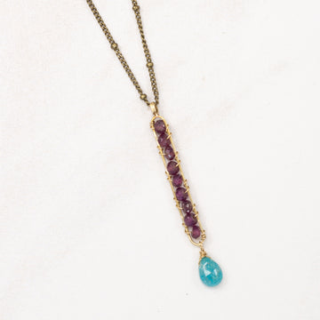 Gemstone Stick Necklace with Dangle