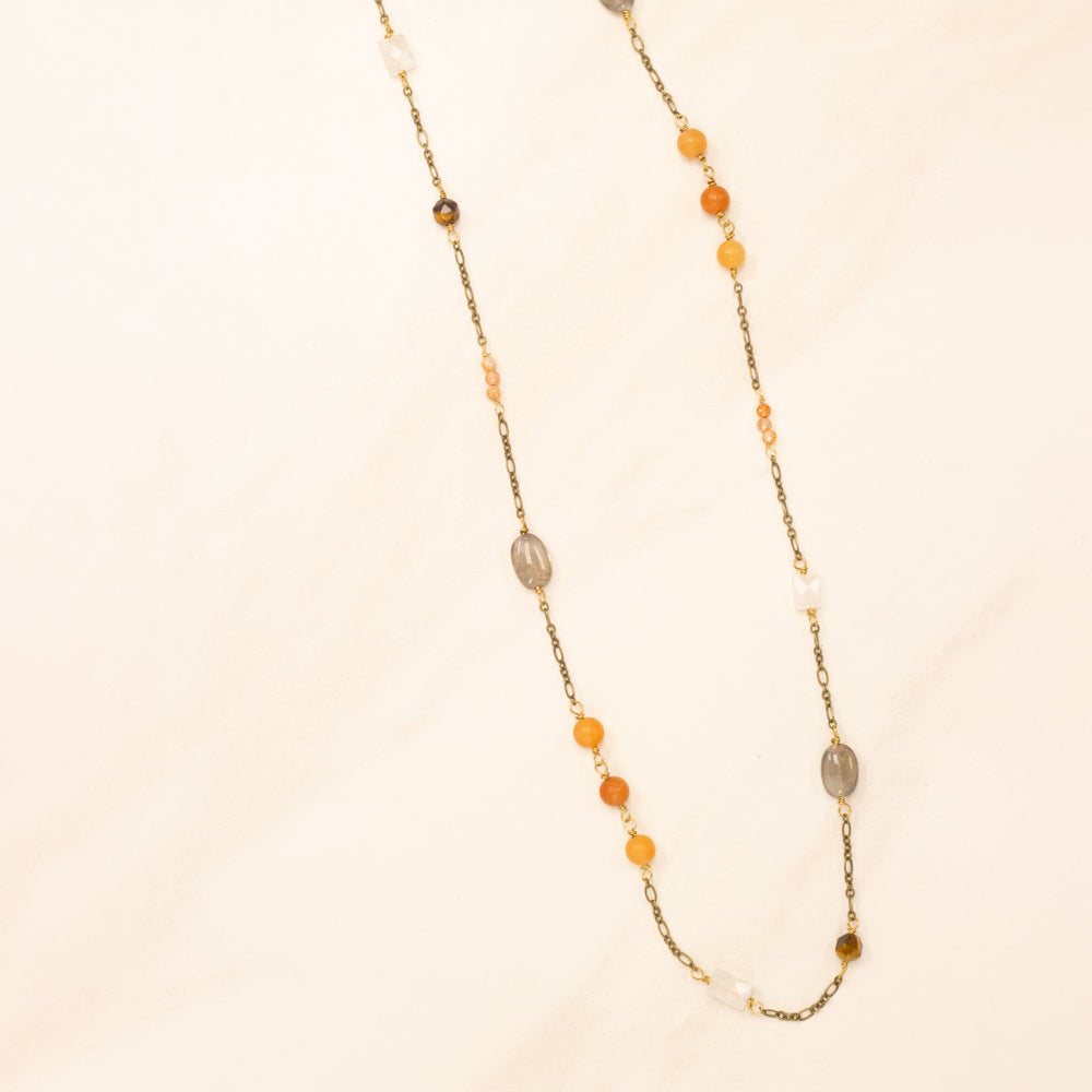 Long Asymmetrical Stone Layering Necklace