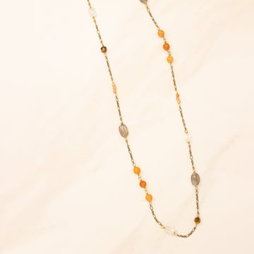 Long Asymmetrical Stone Layering Necklace