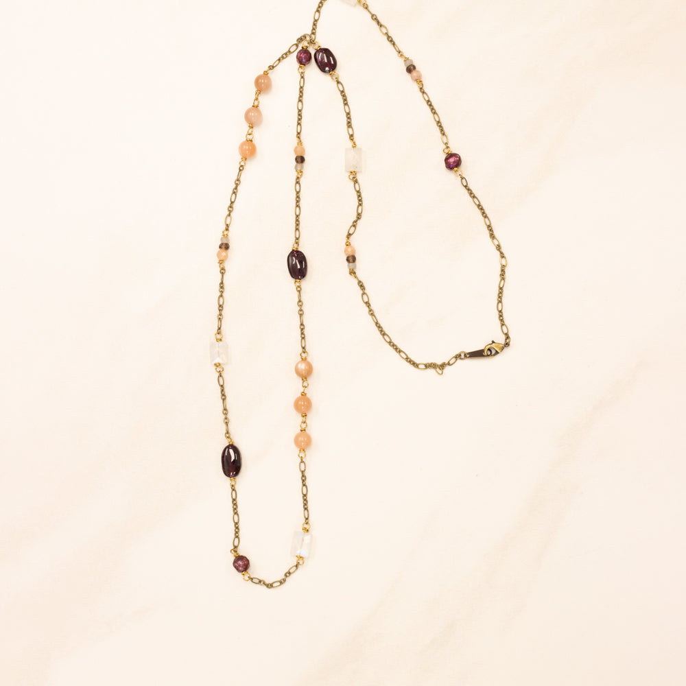 Long Asymmetrical Stone Layering Necklace