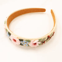 3D Flower Embroidered Headband - Beige