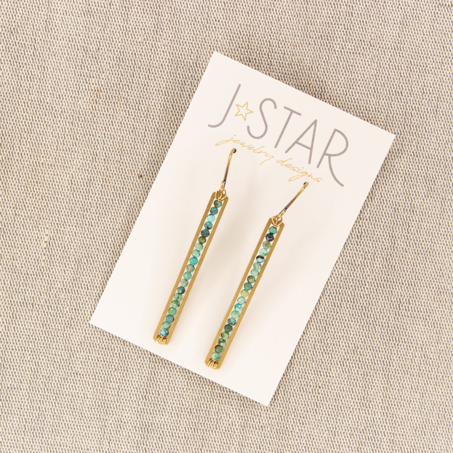 Microfaceted Stick Earrings - Turquoise