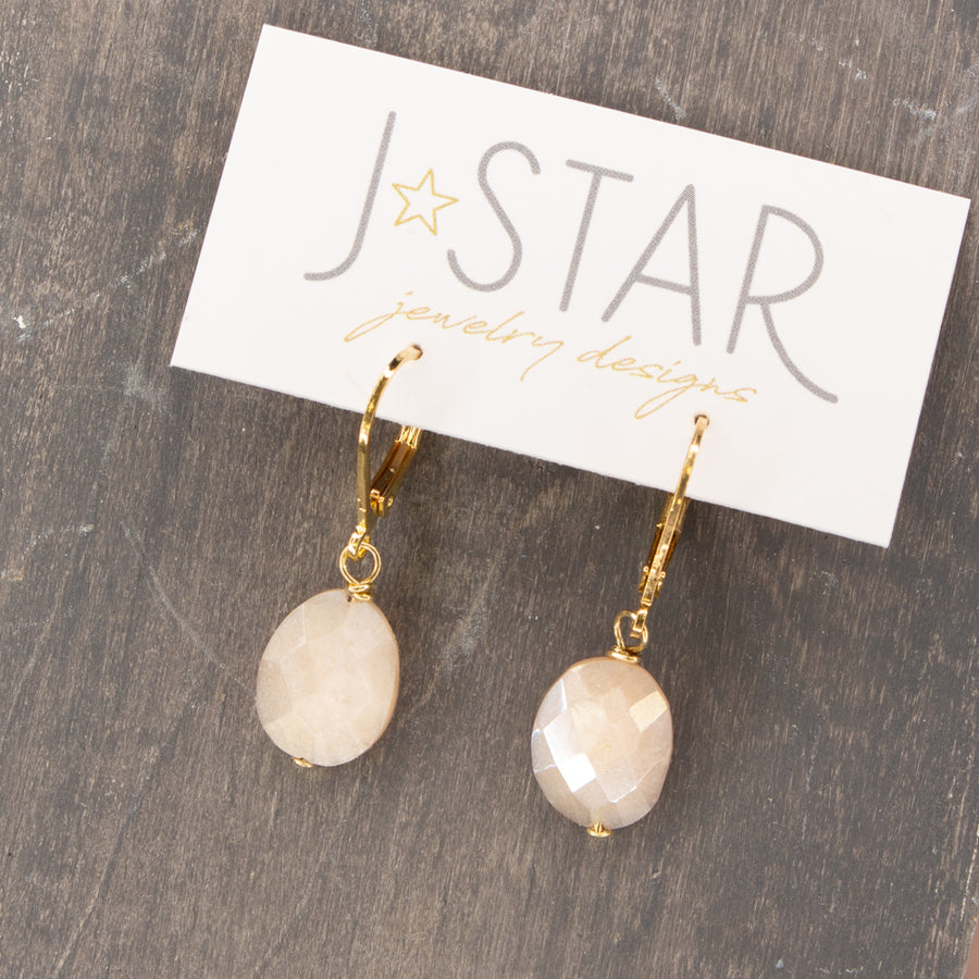 Facted Moonstone Drop Earrings