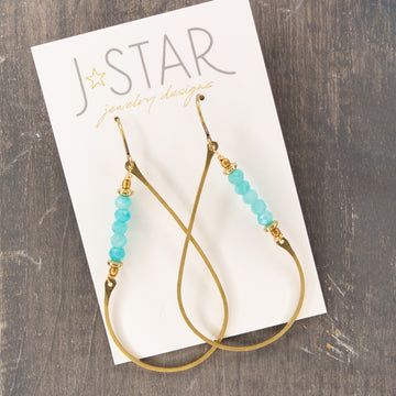 Asymmetrical Teardrop Earrings - Amazonite