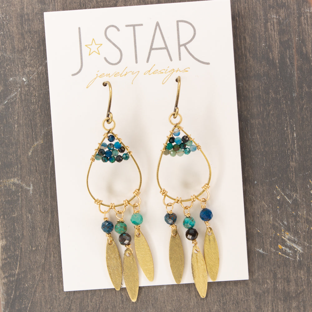 Chrysocolla Fringe Teardrop Earrings