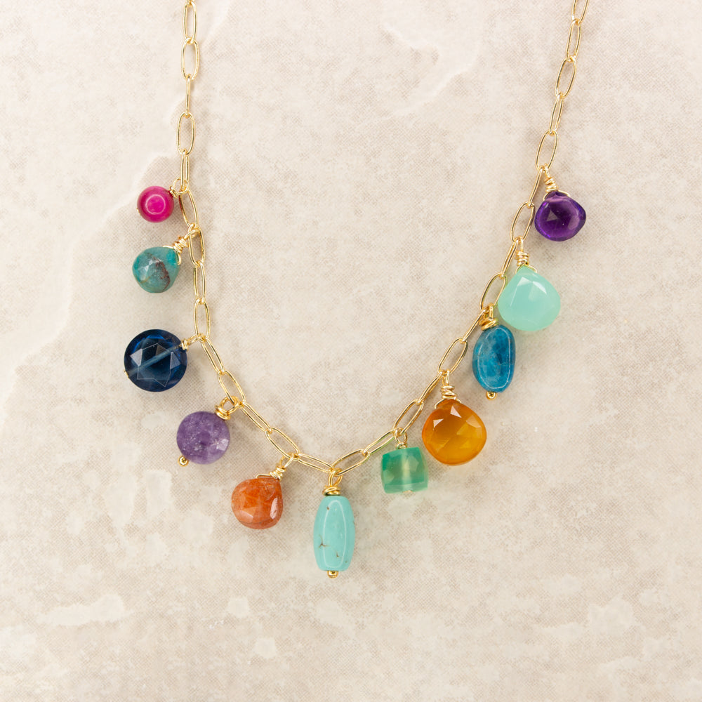 Colorful Gemstone Charm Necklace