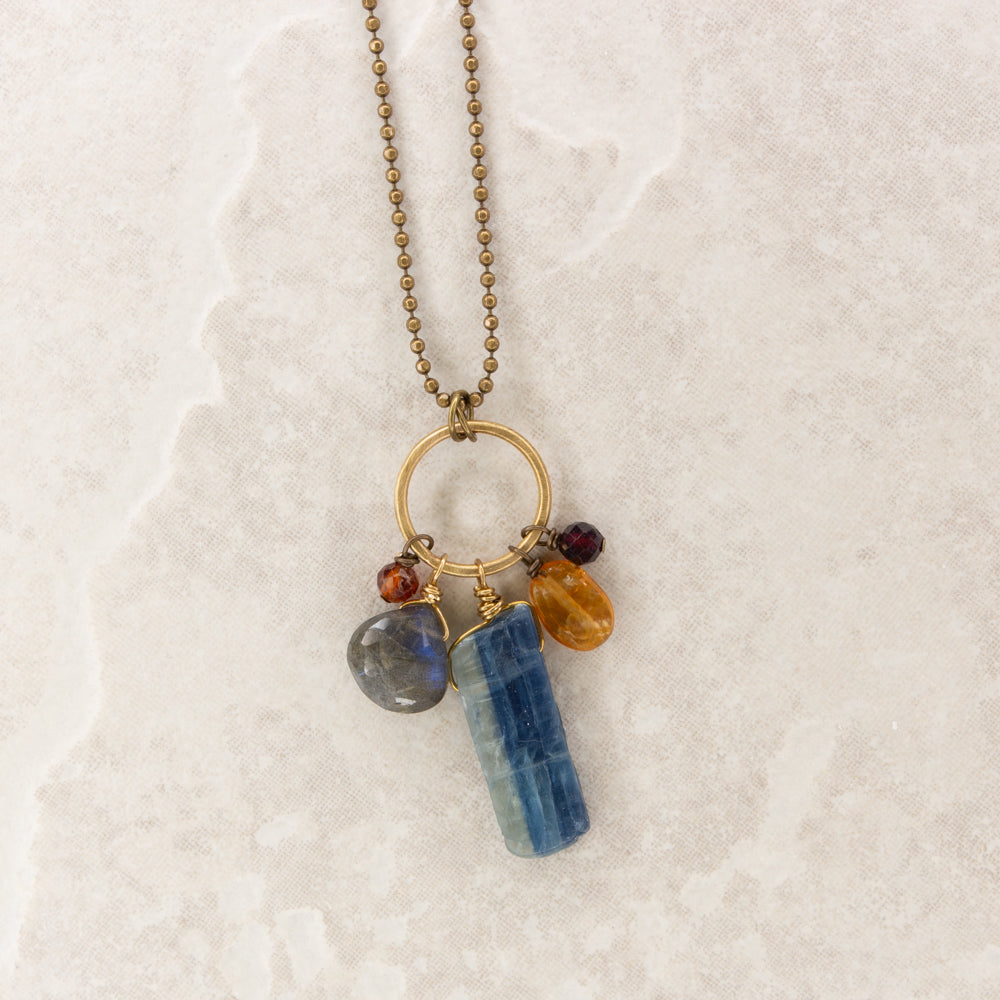 Long Kyanite Cluster Pendant Necklace