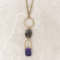 Purple Labradorite and Charoite Pendant Necklace