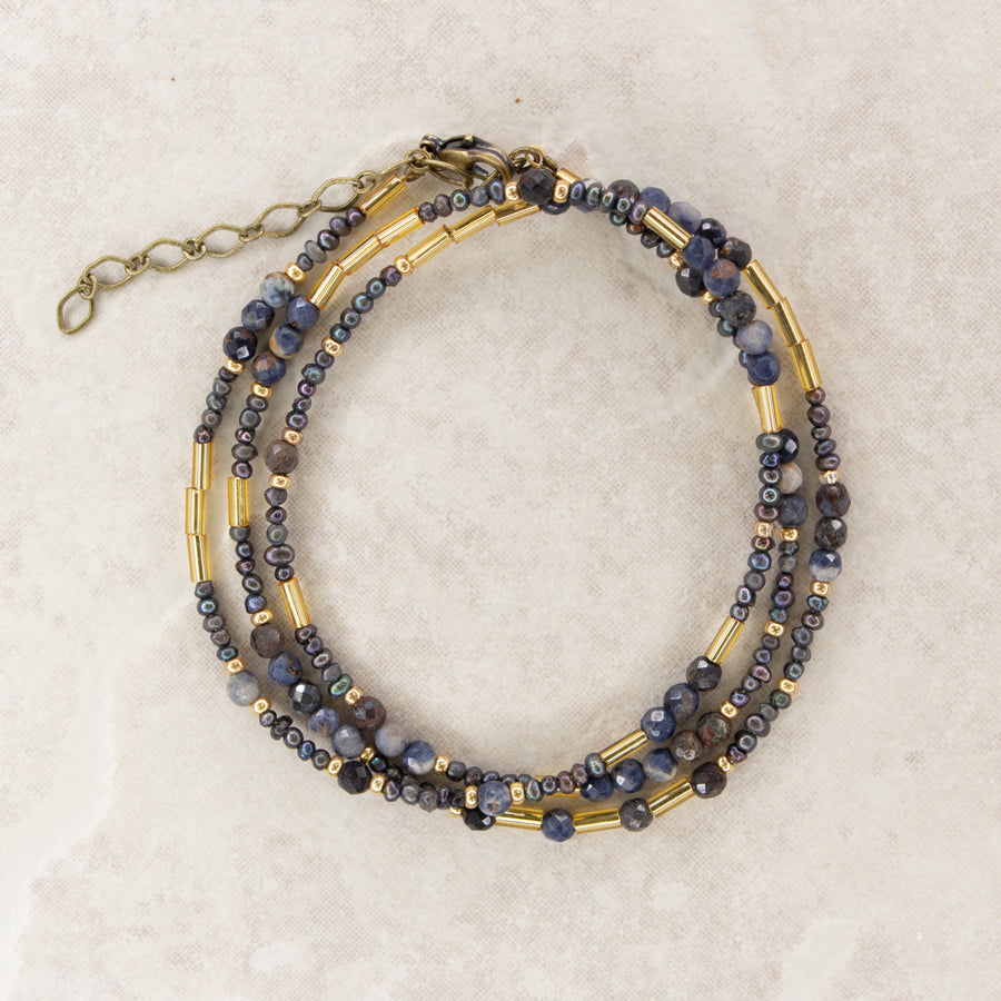 Sapphire and Seed Pearl Necklace/Wrap Bracelet