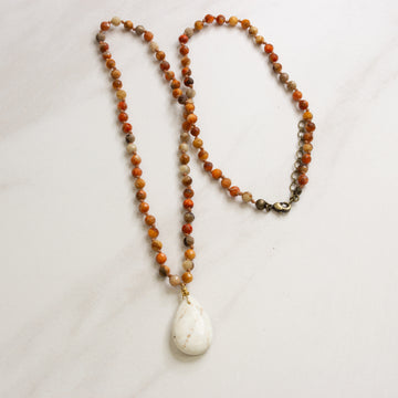 Hand Knotted Agate and Magnesite Necklace