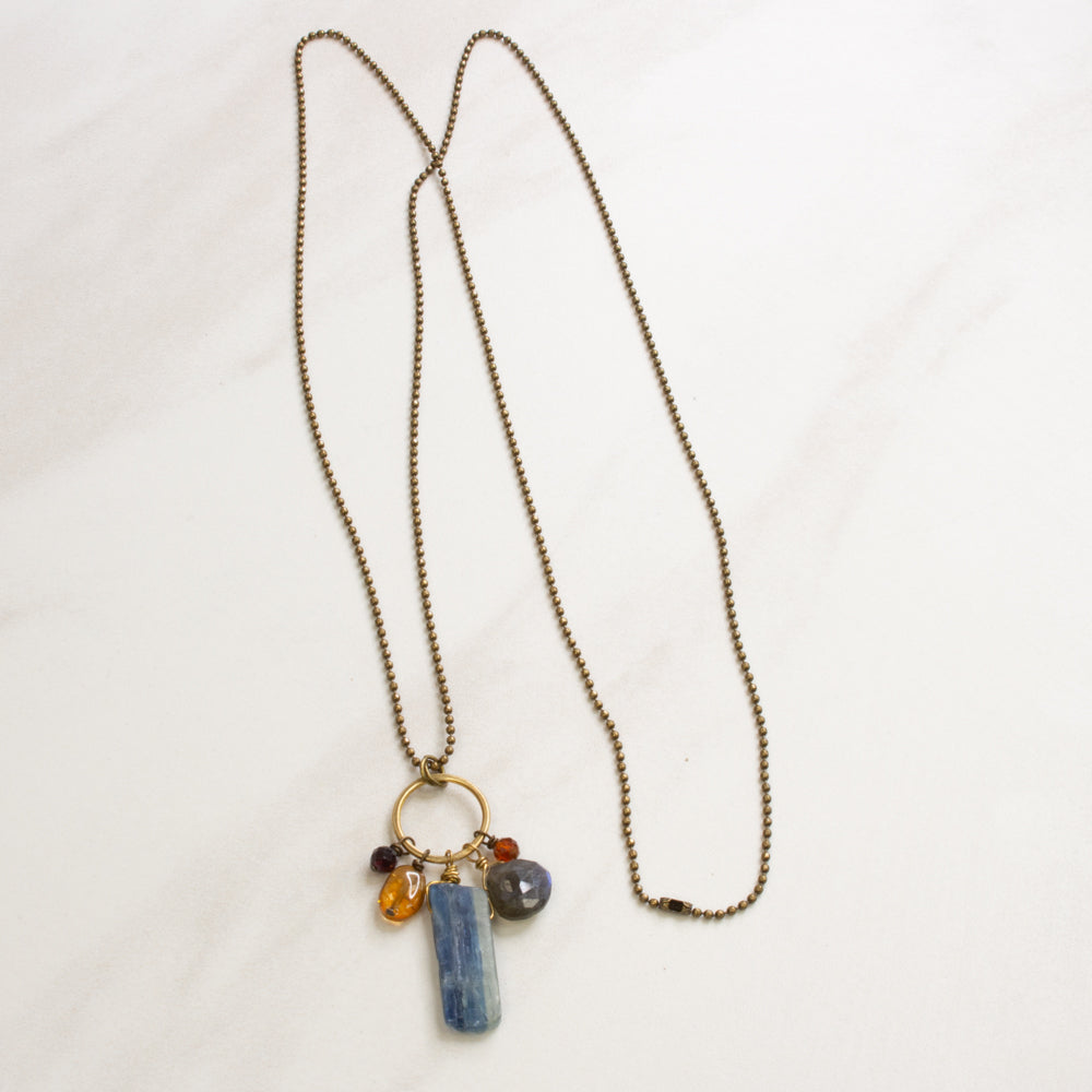 Long Kyanite Cluster Pendant Necklace