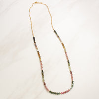 Faceted Watermelon Tourmaline Disc Necklace