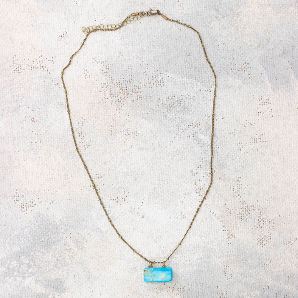 Double Drilled Rectangle Necklace