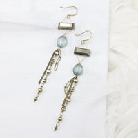 Long Rectangle Chain Tassel Earrings