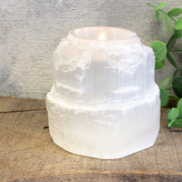 Selenite Tower Candle Holder
