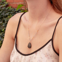 Mixed metal black sunstone necklace