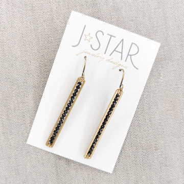 Microfaceted Stick Earrings - Black Spinel