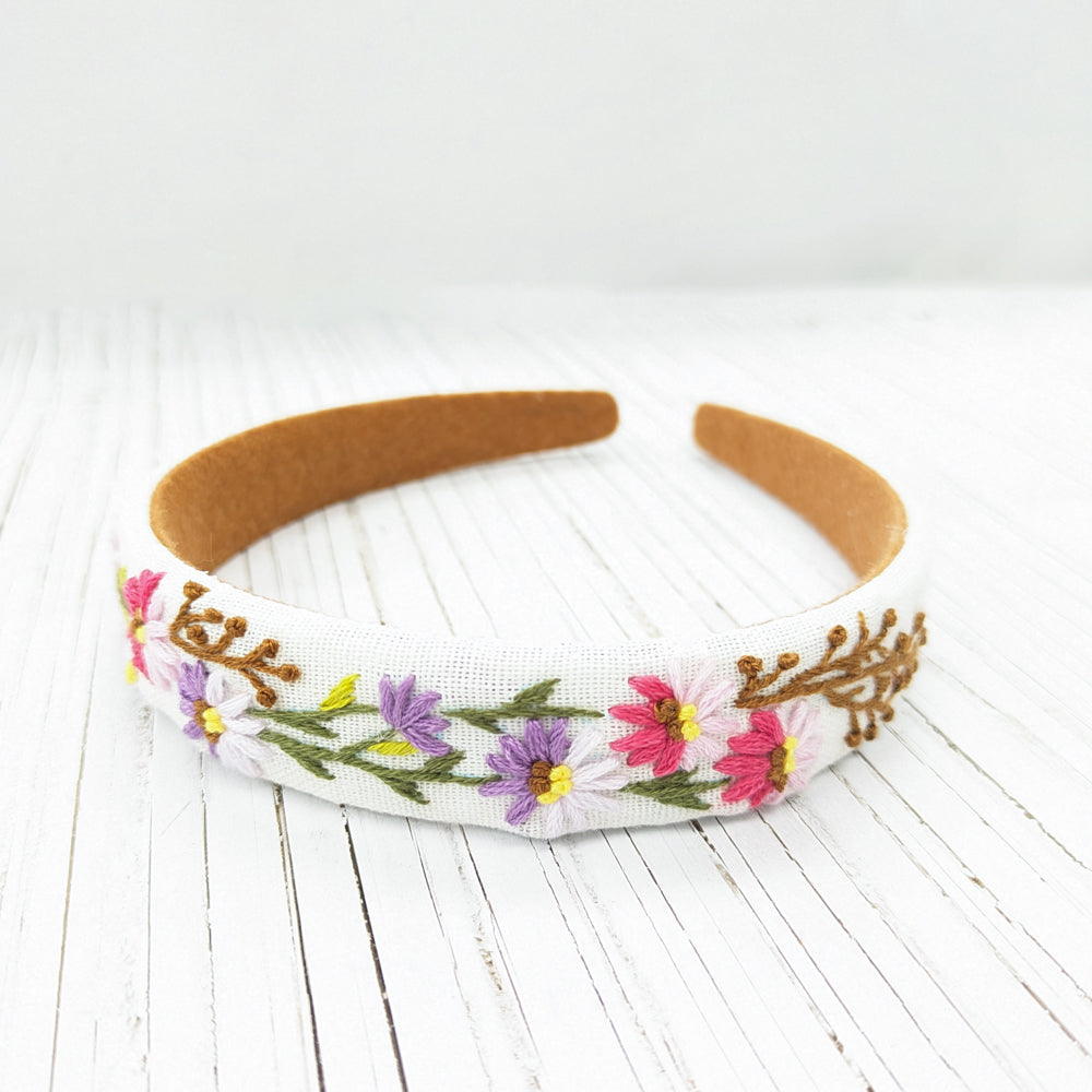 Summer Floral Embroidered Headband
