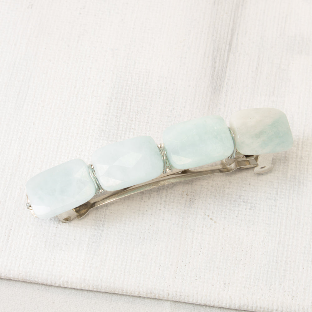 Aquamarine rectangle barette