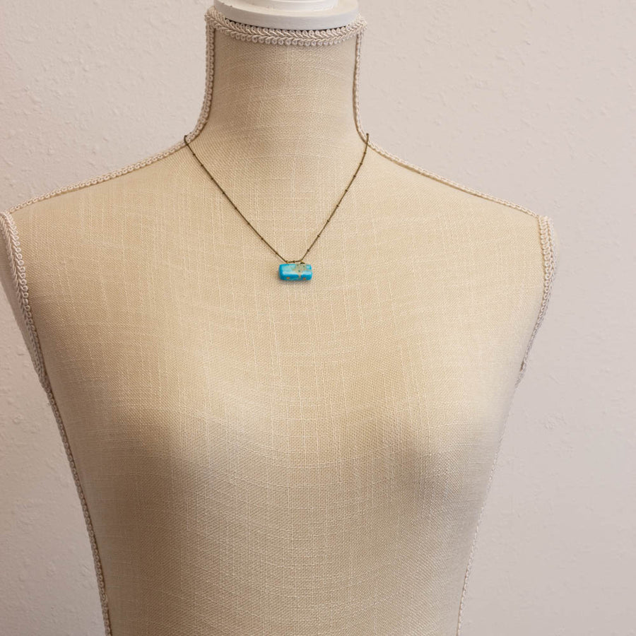 Double Drilled Rectangle Necklace