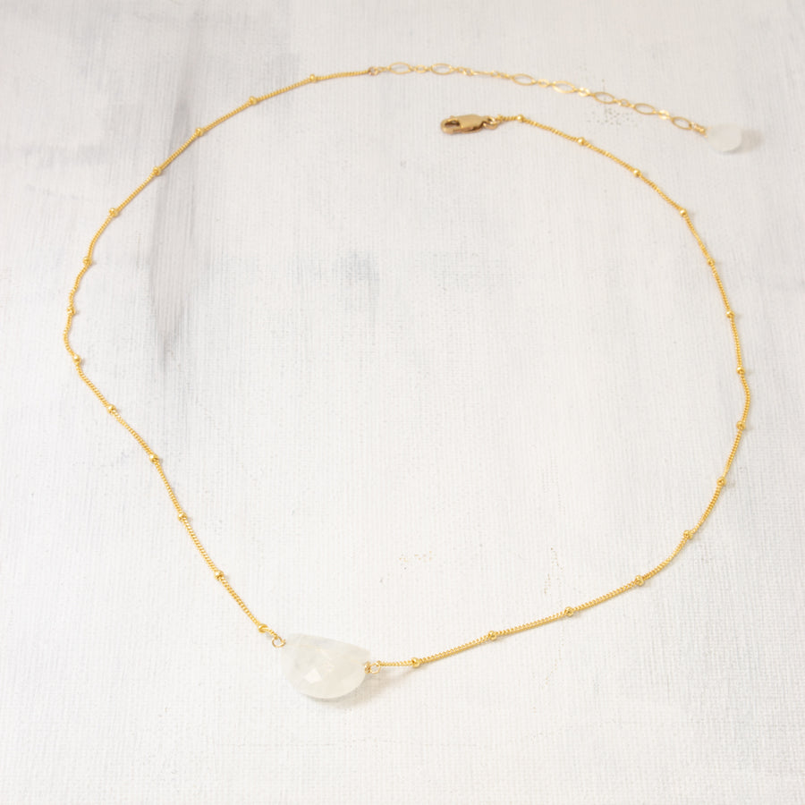 Half Circle Moonstone Satellite Necklace - Gold Filled