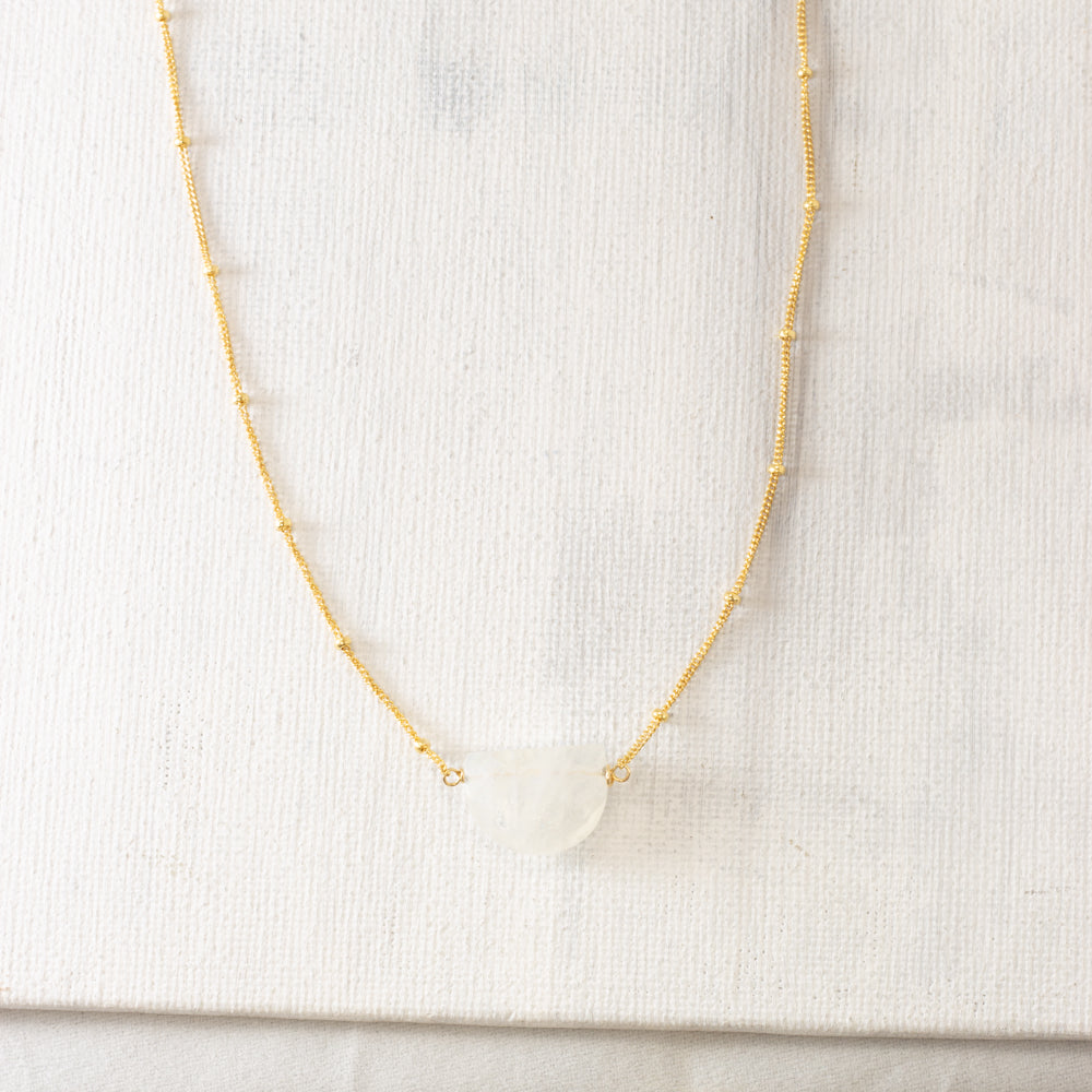 Half Circle Moonstone Satellite Necklace - Gold Filled