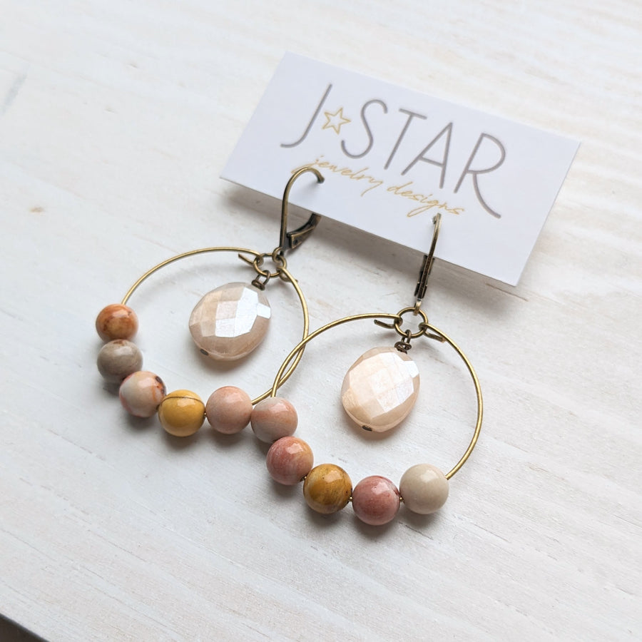 Round Bead Hoop Earrings