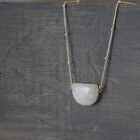 Half Circle Moonstone Satellite Necklace - Sterling Silver