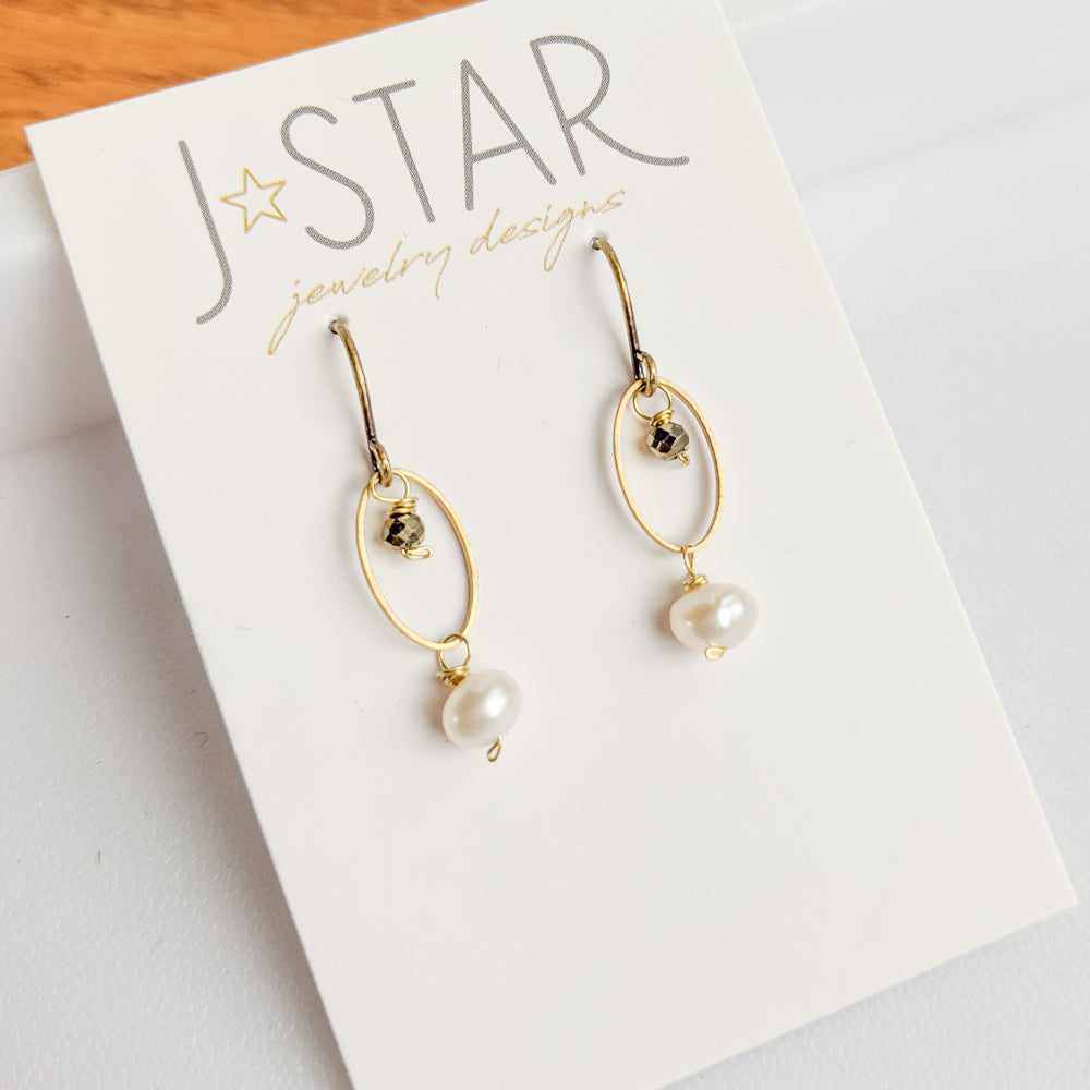 Tiny Oval Dangle Earrings