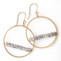 Linear Gemstone Circle Earrings